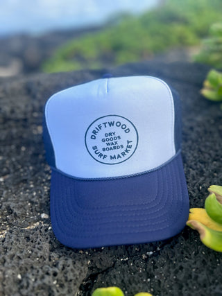 Dry goods Trucker hat- Navy white navy with black logo