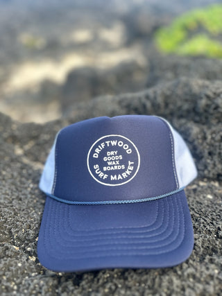 Dry goods Trucker hat- Navy, Navy, white mesh white logo