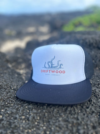 Squid Waters Trucker Hat - Black, white, Black